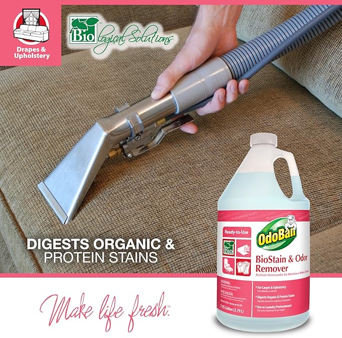 OdoBan Professional Cleaning and Odor Control Solutions, Ready-to-Use Biostain and Odor Remover, Made in the USA, 2 Gallons