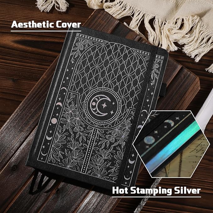 TIEFOSSI Bullet Dotted Journal Notebook, 160gsm 256 Numbered Thick Paper, A5 Hardcover Dotted Grid Diary for Women Men Work Writing, Bullet Dot Journaling, Drawing, 5.8 x 8.3 in