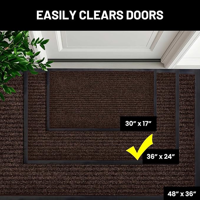Sierra Concepts 2-Pack Front Door Mat - Large 36 x 24 Welcome Indoor Outdoor Entryway Mats for Shoe Scraper, Ideal for Inside Outside High Traffic Area, Dark Brown