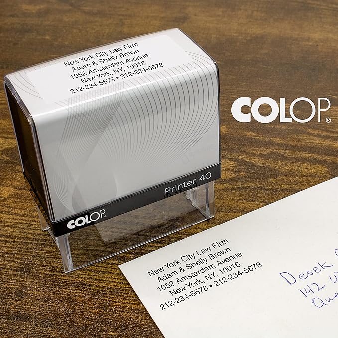 COLOP Large Size Self Inking Custom Text Stamp - Choose from Many Fonts & 15 Ink Colors