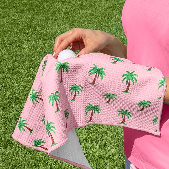 Golf Towel Gift for Golf Bags with Clip for Men & Women, Waffle Weave Microfiber Towel with Industrial Strength Clip Hook for Strong Hold to Golf Carts or Clubs, Set of 6