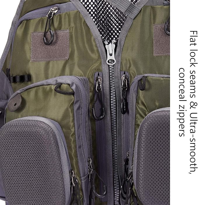 BASSDASH Strap Fishing Vest Adjustable for Men and Women, for Fly Bass Fishing and Outdoor Activities