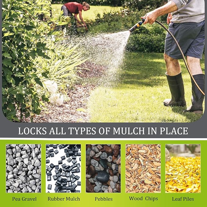 Mulch Glue for Landscaping 1.25 Gallon, Long-Lasting Rock Glue Gravel Binder, Strong Rubber Mulch Stabilizer Landscape Mulch Anchor for Pea Gravel, Max Concentrated Stones Lock Adhesive