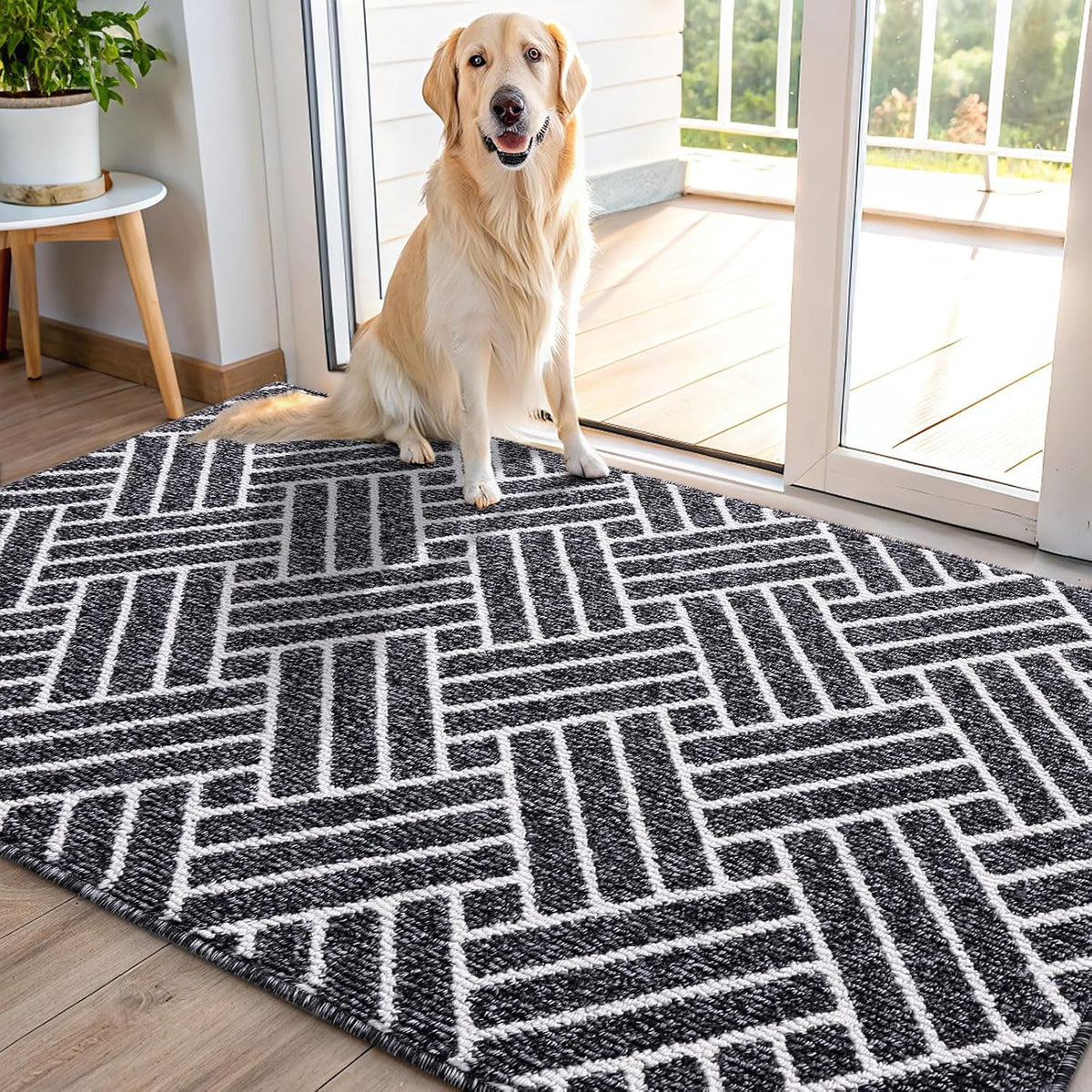 OLANLY Indoor Door Mat, 40x32 Inch, Dirt Resistant and Absorbent, Non-Slip Rubber Backing Floor Mats, Easy Clean Low-Profile Doormat for Entryway, Front Door, and Inside Entrance, Black