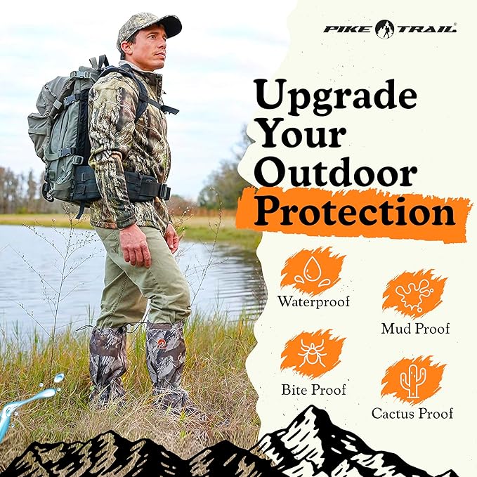 Pike Trail Adjustable Leg Gaiters - Lightweight, Waterproof - Leg Guards for Men & Women - Hiking Essentials Ideal for Hunting, Trekking & Fishing - 1 Pair