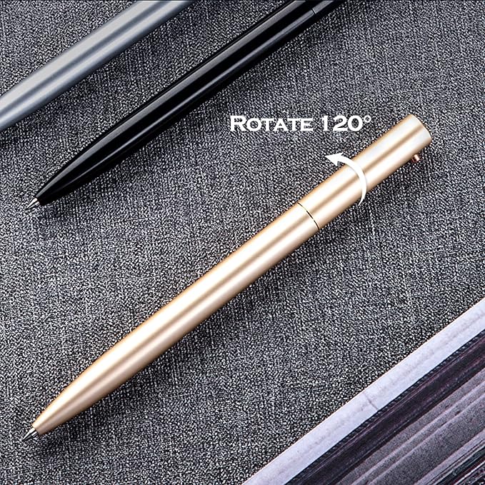 DUNBONG Retractable Metal Gel Pen, 0.5mm Medium Point Ballpoint Pens, Black Gel Ink (Silver)