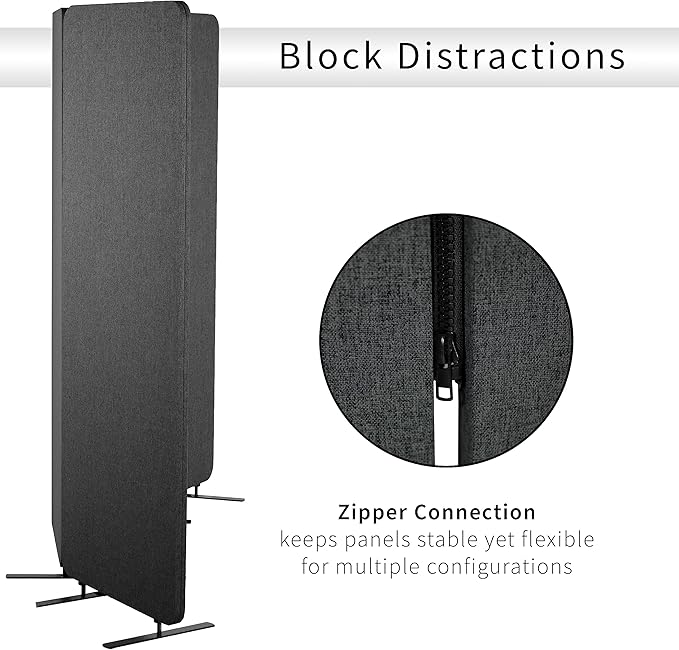 VIVO Freestanding 72 x 66 inch Privacy Panel, Cubicle Divider, Acoustic Wall Partition, x3 24 inch Panels, Dark Gray, PP-3-T072D