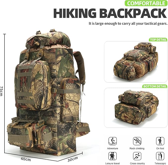 King'sGuard 100L Camping Hiking Backpack Molle Rucksack Military Camping Backpacking Daypack