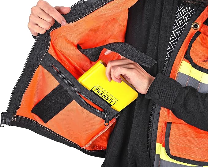 AdirPro Surveyor Safety Vest with Pockets - High visibility Reflective Construction Vest