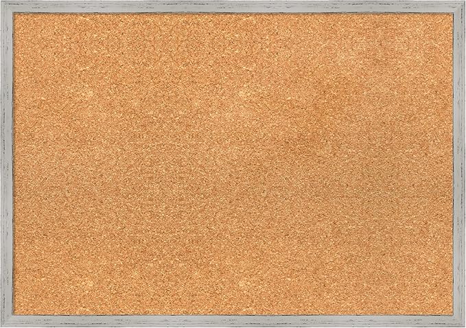 Amanti Art Natural Cork Board for Wall, 19x27 Vision Board with White Frame, Medium Corkboard Office Decor for Home Organization, Cottage Corkboard Pinboard to Display Items for Home Organization in