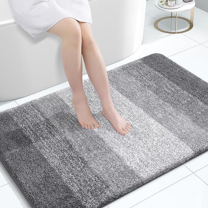 OLANLY Bathroom Rugs Mat 44x32, Extra Soft Absorbent Microfiber Bath Rugs, Rubber Backing, Quick Dry, Machine Washable Bath Mats for Bathroom Floor, Tub and Shower, Home Decor Accessories, Grey