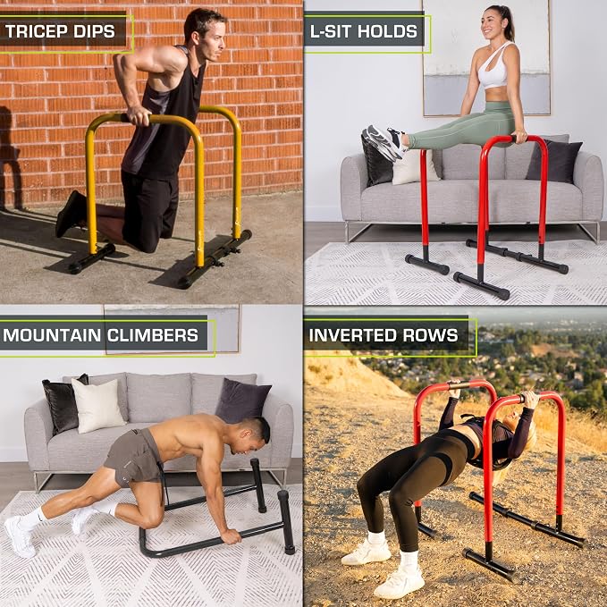 ProsourceFit Dip Stand Station, Heavy Duty Ultimate Body Press Bar with Safety Connector for Tricep Dips