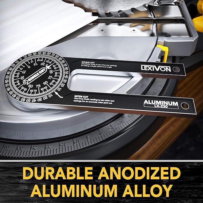 LEXIVON [2-pack] Aluminum Miter Saw Protractor | 7-Inch Rust Proof Angle Finder Featuring Precision Laser Engraved Scales (LX-230X2)