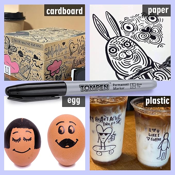 Black Permanent Markers Bulk,Fine Tip,500 Pack,Waterproof Permanent Marker Pens with Quick Drying on Wood,Plastic,Paper,Metal,Mirror for Office School Classroom Home