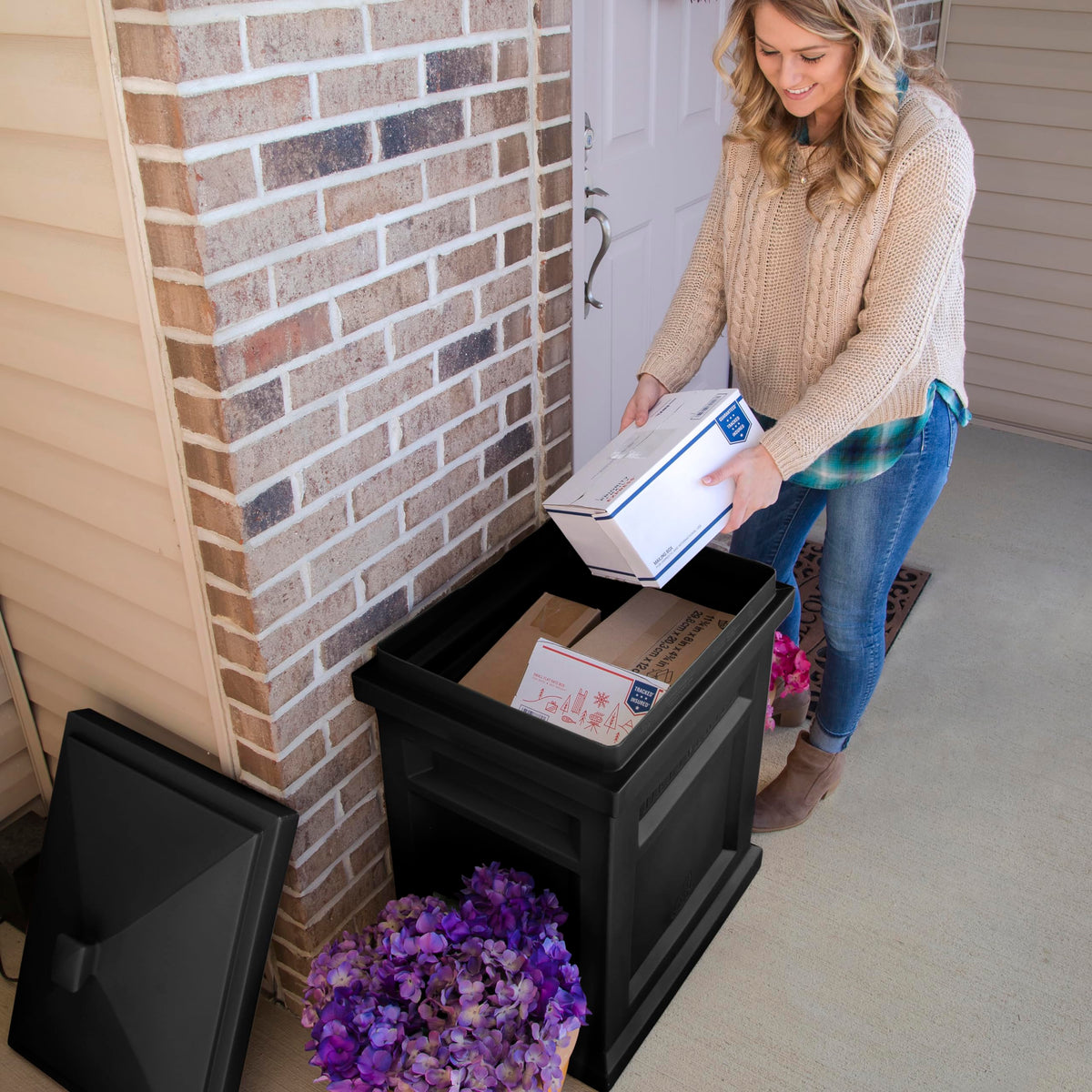 Step2 Express Package Delivery Box, Weather Resistant, Large Outdoor Parcel Storage, Made of Durable Plastic, No Installation, Secures Packages, Black