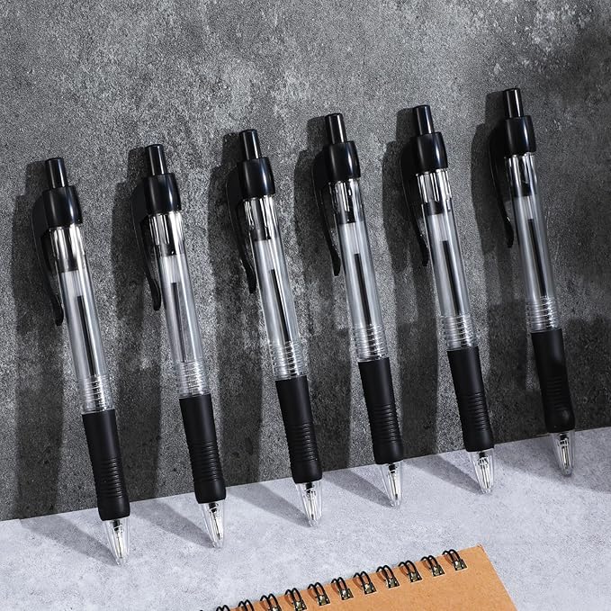 100 Pack Retractable Ballpoint Pen 1.0 mm Medium Point Refillable Smooth Click Writing Pens With Grip for Work Journal Writing Office Supplies