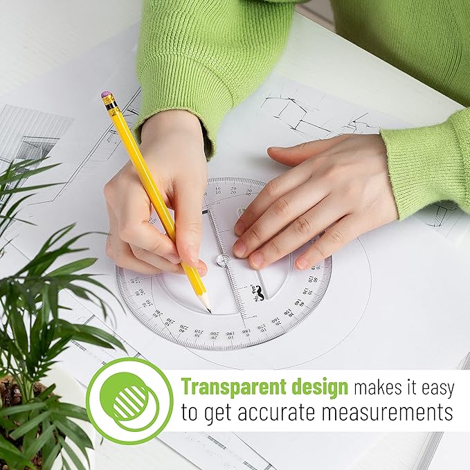 Mr. Pen- Protractor, Pack of 2, Protactor 360 Degree, Protractor Set, Protractor Ruler, Drafting Tools, Circle Protractor, Protractors Classroom Set, Large Protractor, Math Geometry Set