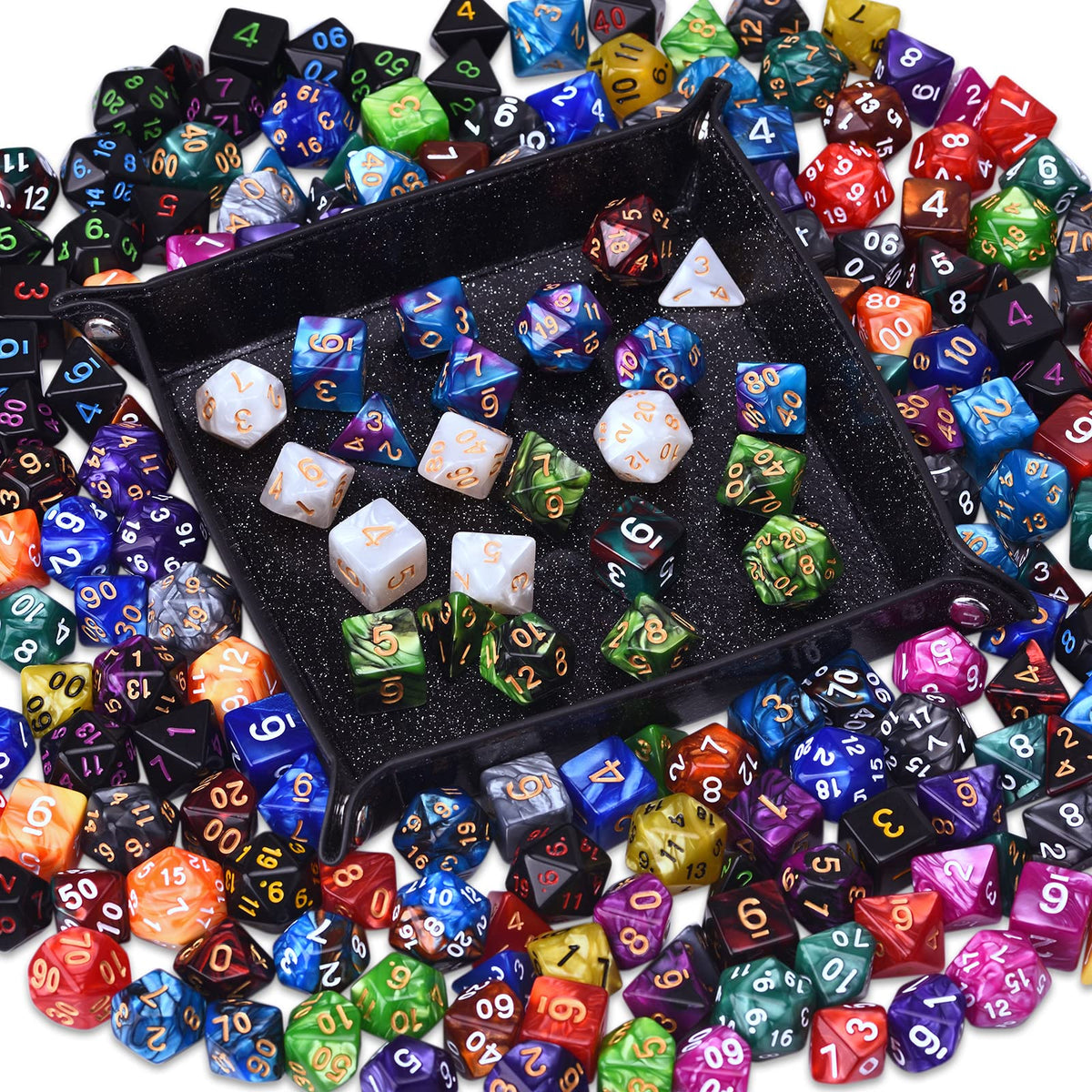 Amiven DND RPG Dice Sets 30 x 7 Polyhedral Dice (210pcs) for Dungeons and Dragons Tabletop Role Playing Adventure Games, with a Large Drawstring Bag