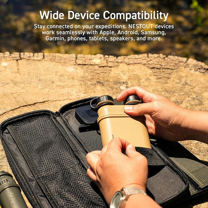 ELECOM NESTOUT Rugged Power Bank, 15000mAh Outdoor Charger, 32W USB C Fast Charging PD, Waterproof IP67, Heavy Duty Shockproof, Tactical Battery Pack for iPhone Tablet Hiking Camping Survival (Beige)