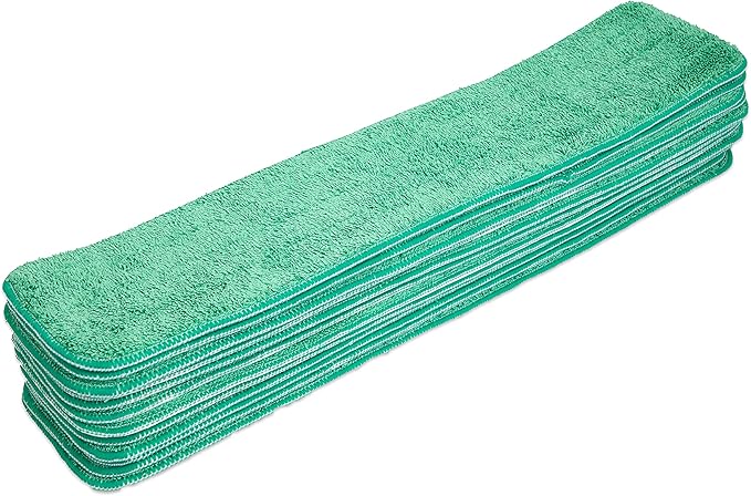 Arkwright Spray Mop Replacement Pads - (Pack of 12) Bulk Microfiber Flat Dry and Wet Refill Mop Pads Floor Cleaning, Compatible with Bona and Rubbermaid, Fits All Mop Heads, 24 in, Green