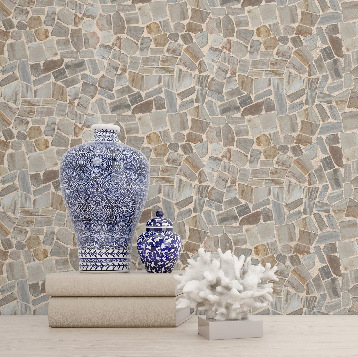 PEBBLETILE.CO Petrified Wood Tiles - Floor and Wall Mosaic Tile - Honed Finish Tiles for Kitchen, Bathroom,Vanities and Laundry (11.4" X 11.4") Mosaic