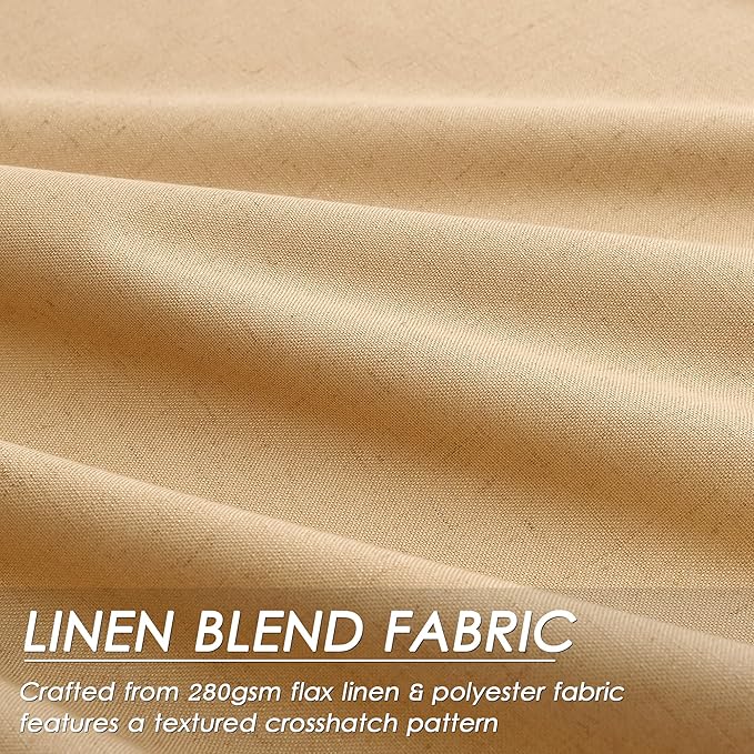 Full Black Out Camel Window Curtains Panels 102 Inches Long 2 Panels Set for Living Room Cotton Textured Long Blackout Curtain with Backing Thermal Insulated Drapes for Nursery Bedroom 52x102