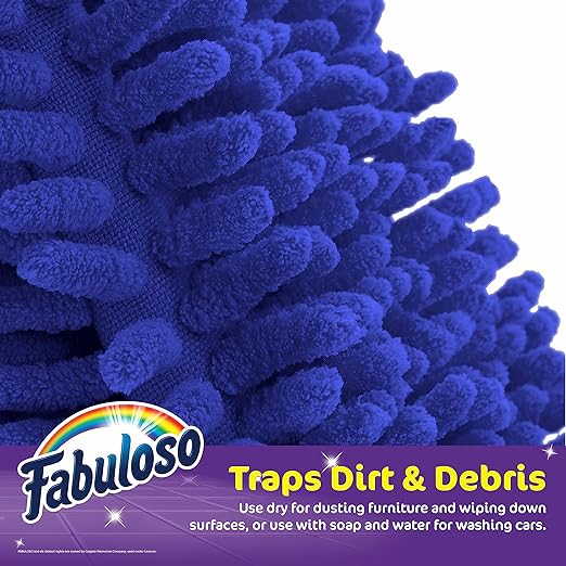 Fabuloso Microfiber Cleaning Mitt, Blue, One Size Fits All - Lint-Free, Scratch-Free Glove for Surfaces and Furniture - Dustless Hand Cloth for Bold & Bright Experience, 3 Count