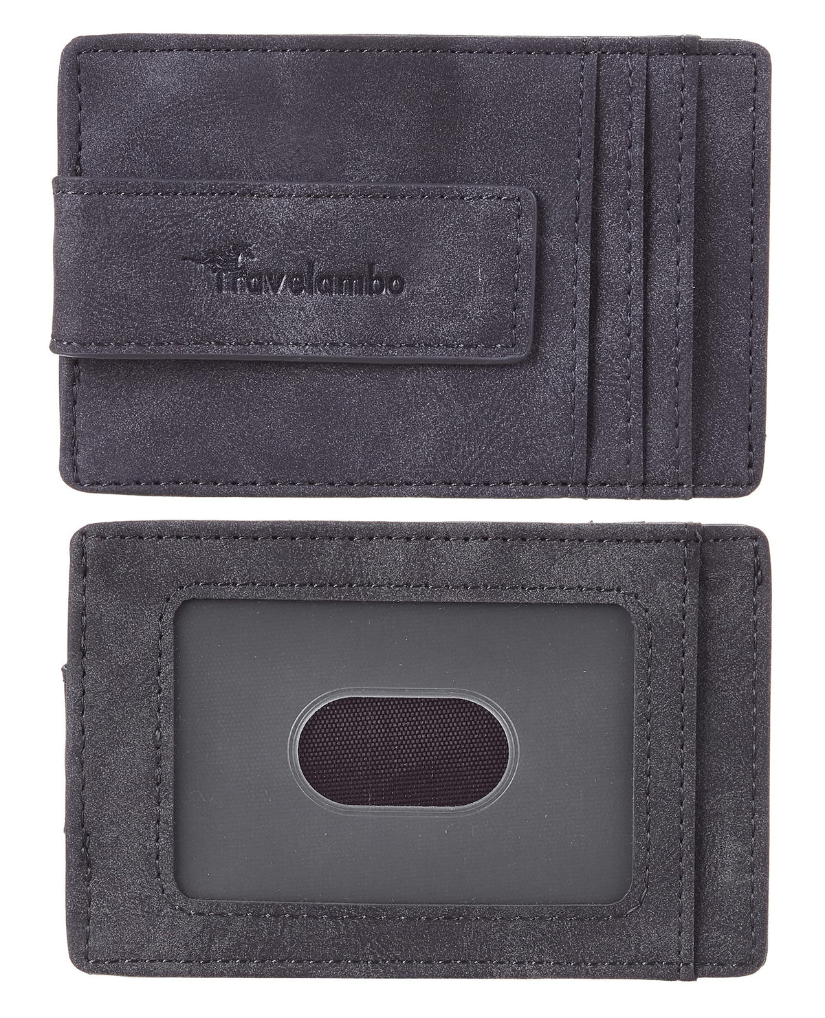 Travelambo Money Clip for Men Magnetic Front Pocket Wallet Slim Wallet Minimalist Card Holder RFID Blocking (Deep Grey)