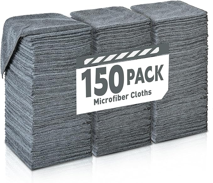 Microfiber Cleaning Cloths Bulk Pack-150 Pack, Microfiber Towels Bulk, Towels for Cars, Cleaning Rags Gray (12x12 inches)