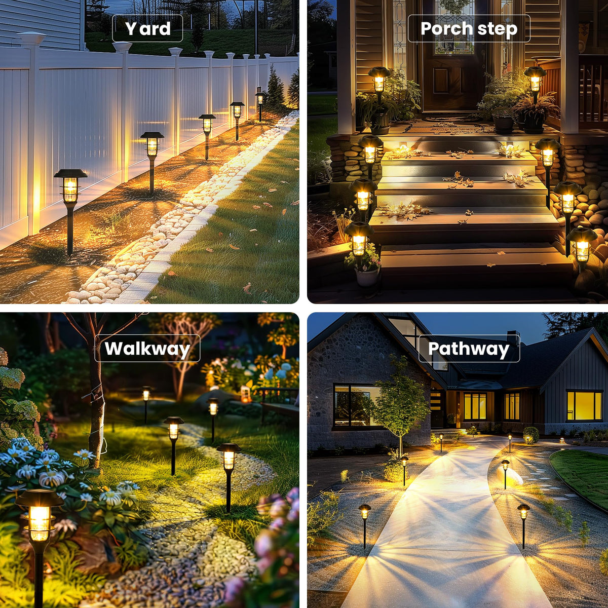 HMDecor Solar Garden Lights Outdoor,8 Pack Bright Solar Lights Outdoor Waterproof, Solar Powered Outdoor Decor for Yard, Pathway,Patio,Walkway,Driveway