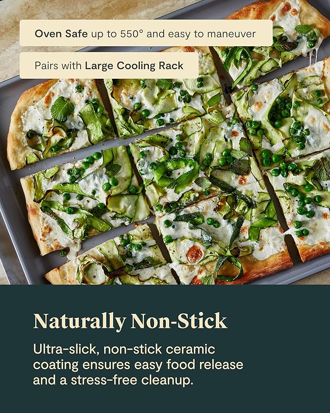Caraway Non-Stick Ceramic Large Baking Sheet Sheet - Naturally Slick Ceramic Coating - Non-Toxic, PTFE & PFOA Free - Perfect for Baking, Roasting, and More - Large (18" x 13") - Gray