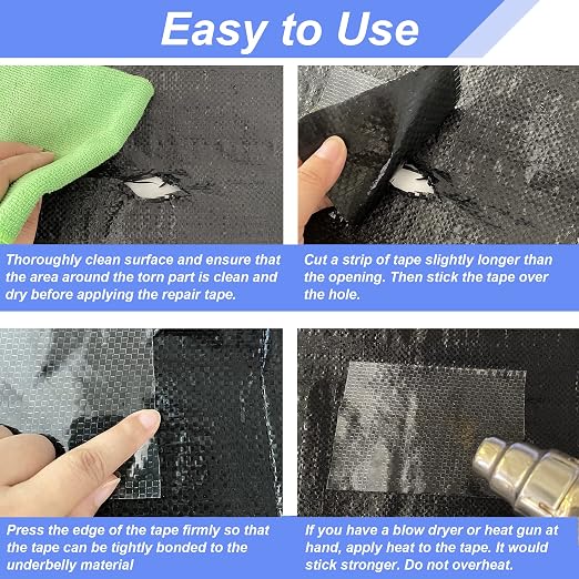 PlusRoc RV Underbelly Material RV Underbelly Tape Waterproof Flex Belly Tape with Permanent Sealing Adhesive for Mobile Home, Camper Travel Trailer, Tear Repair Patch(7.87'' x 50')