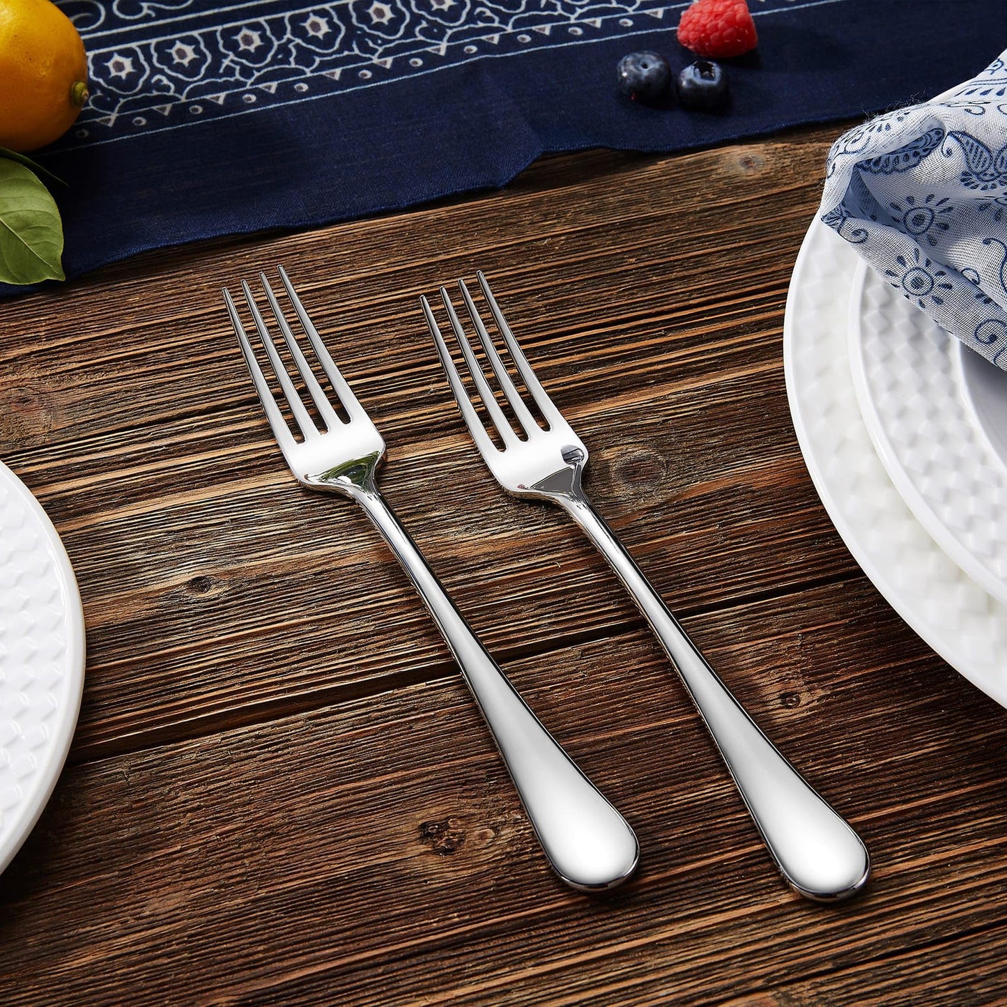 KEAWELL Premium Fine Verona 4-Piece 7.4 inch Fork Set – 18/10 Stainless Steel, Heavy-Duty Mirror-Finished Silverware for Elegant Everyday Dining and Entertaining (4, Salad Forks)