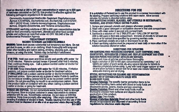 6 Bottles Steramine Sanitizer Tablets w/15 QT-10 Test Strip - Multi Purpose Steramine Sanitizing Tab for Food Contact Surface, Kitchen, Restaurant, Diner & Food Service by FryOilSaver Co. (900 Count)