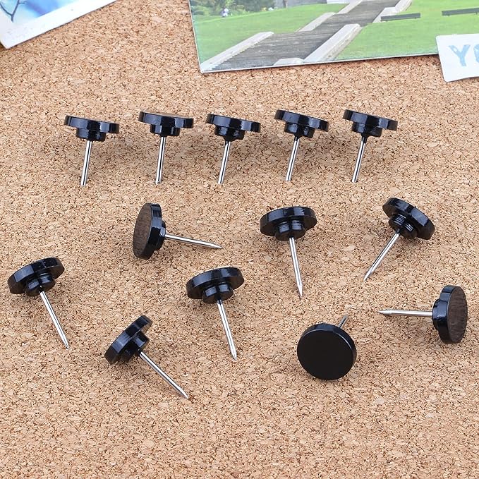 Push Pins 400-count Flat Black Thumb Tacks Steel Point and Plastic Head for Corkboard and Wooden Photo Wall