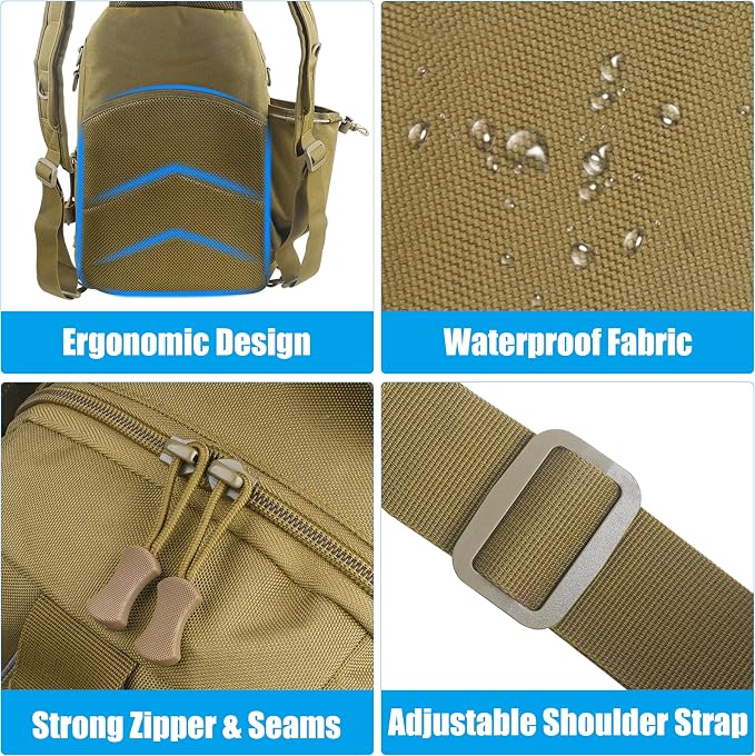 OROOTL Fishing Backpack Tackle Bag with Rod Holder Waterproof Fishing Sling Bag Storage Backpack Ideal Gifts for Men, Large