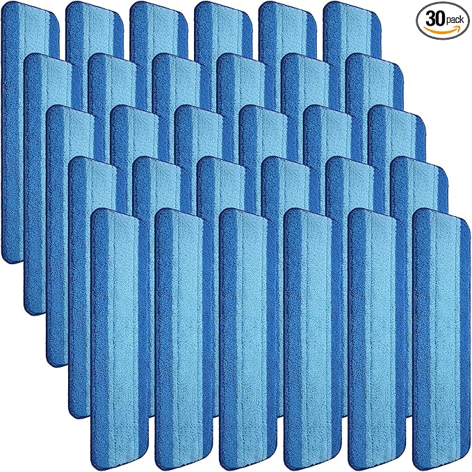 30 Pieces Microfiber Cleaning Pads Compatible with Bona Mop Reusable 18 Inch Replacement Cleaning Pads Washable Refills Replacement Heads for Floor Cleaning