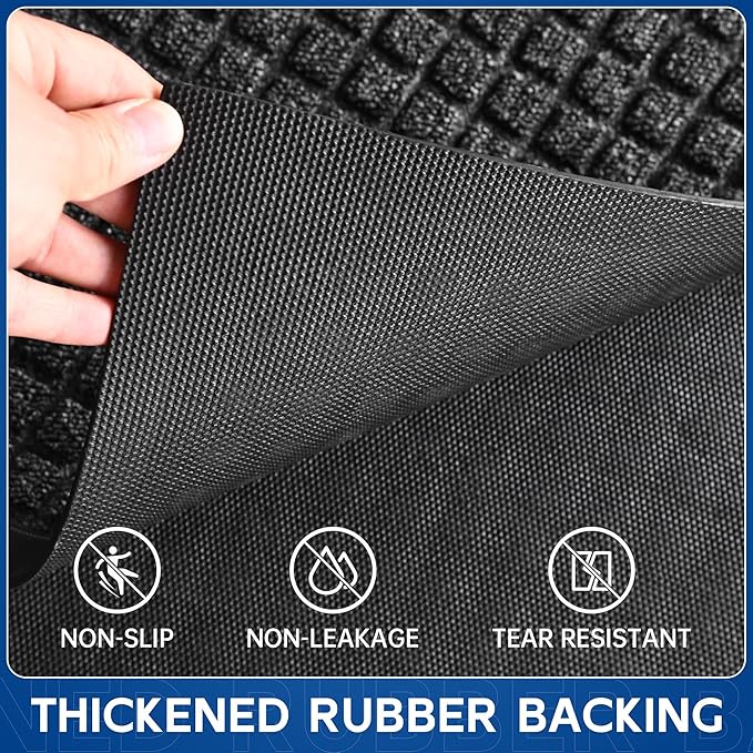 Durable Front Door Mat, 48" x 24" Heavy Duty Indoor Outdoor Doormat for Entryway, Non-Slip Rubber Backing, Stain and Fade Resistant Commercial Floor Mat for Home Office Entry