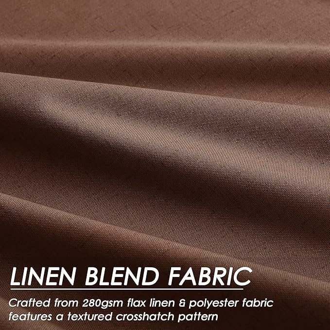 Nanspring Rustic Brown Linen Curtains 120 Inches Long Back Tab Rod Pocket Extra Long 10 FT Thermal Insulated Sound Proof Sun Block Out 2 Panels Set for Nursery Rustic Farmhouse Curtains Drapes 52x120