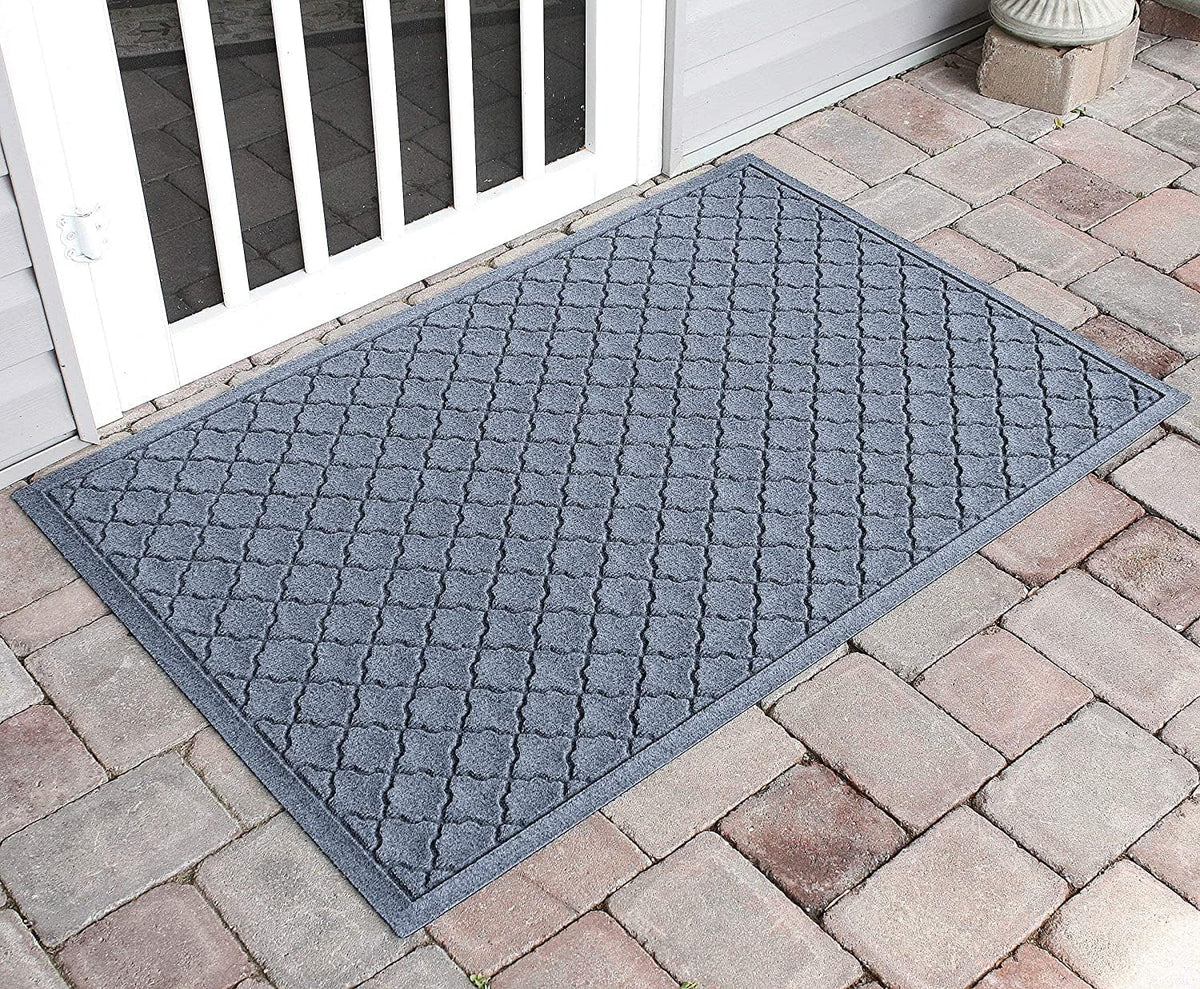 WaterHog Heavy Duty Doorway Mat, 3' x 5', Made in USA, Durable & Skid-Resistant Entryway Mat, Water-Trapping, Indoor/Outdoor Decorative Floor Covering, Cordova Collection, Bluestone