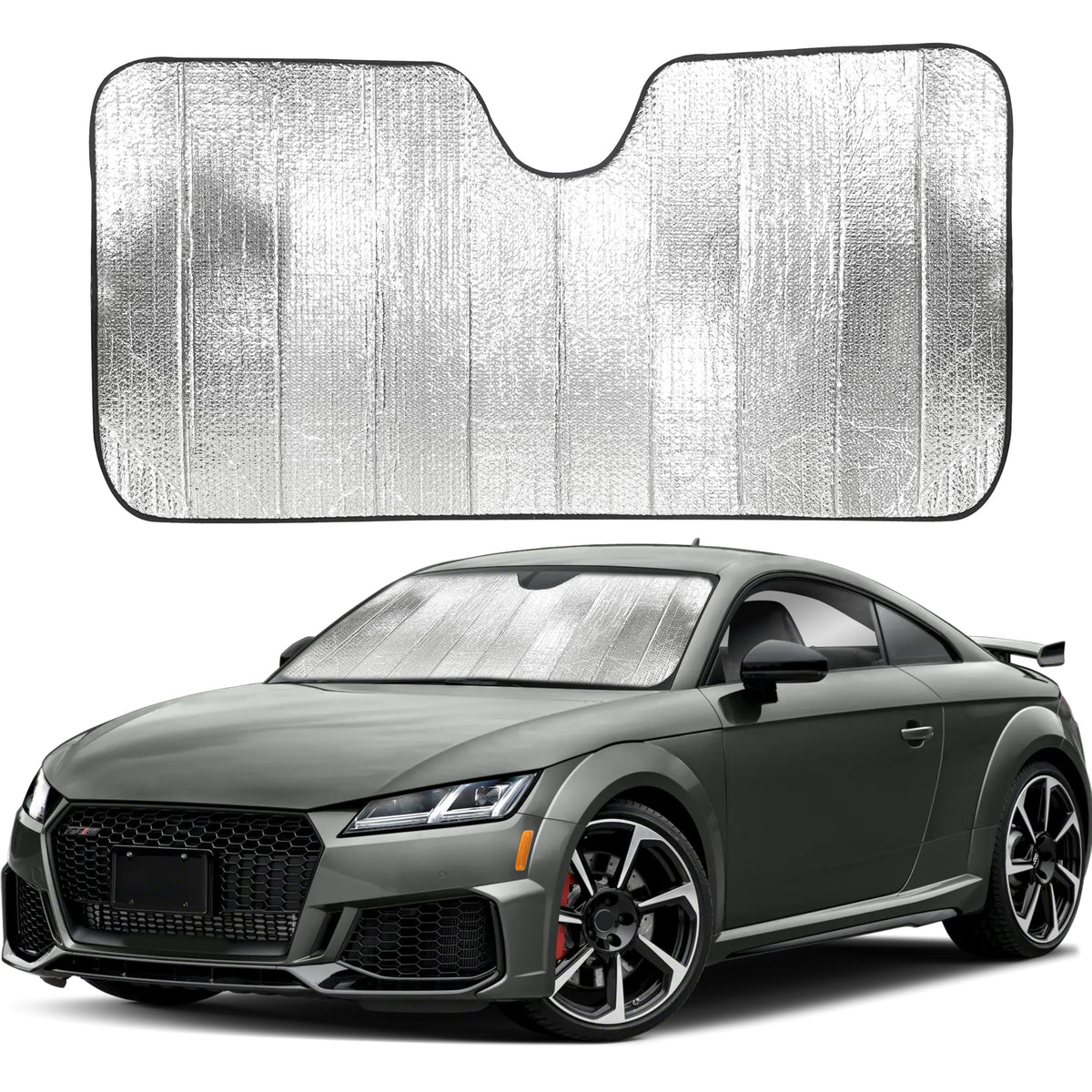 EcoNour Accordion Car Windshield Sun Shade | Car Sun Visor to Protect Harmful UV Rays | Foldable Automotive Windshield Sunshades | Window Sun Blocker to Keep Your Vehicle Cool & Comfort - 58" x 28"