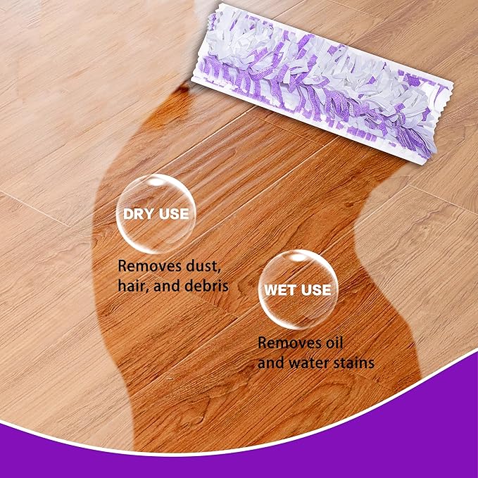 Disposable Mopping Pad Refills for Swiffer PowerMop Multi-Surface Mop and S.wiffer PowerMop Wood Mop, Spray Clean Pads Replacement (Purple -10)