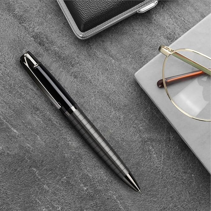 Cambond Ballpoint Pens Black Pens - Bulk Metal Pen for Journaling Gift Business Men Police Flight Attendants 1.0 mm Medium Point Nice Pen, 3 Pens with 6 Refills (Sliver with Black)