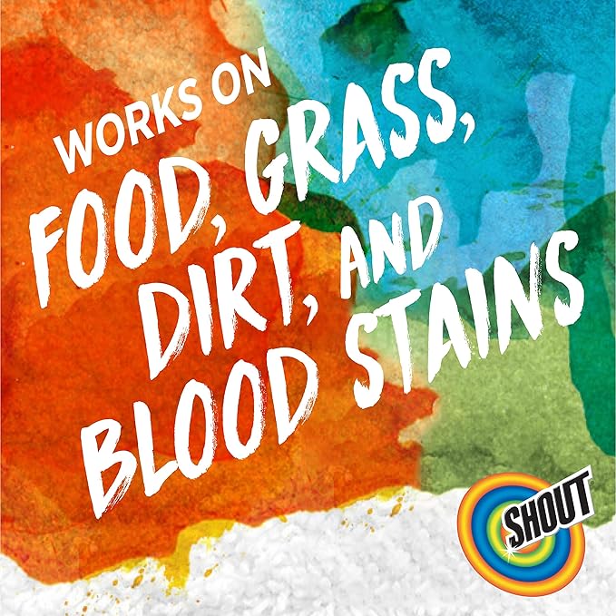 Shout Active Enzyme Laundry Stain Remover Spray, Triple-Acting Formula Clings, Penetrates, and Lifts 100+ Types of Everyday Stains - Prewash Spray 22oz