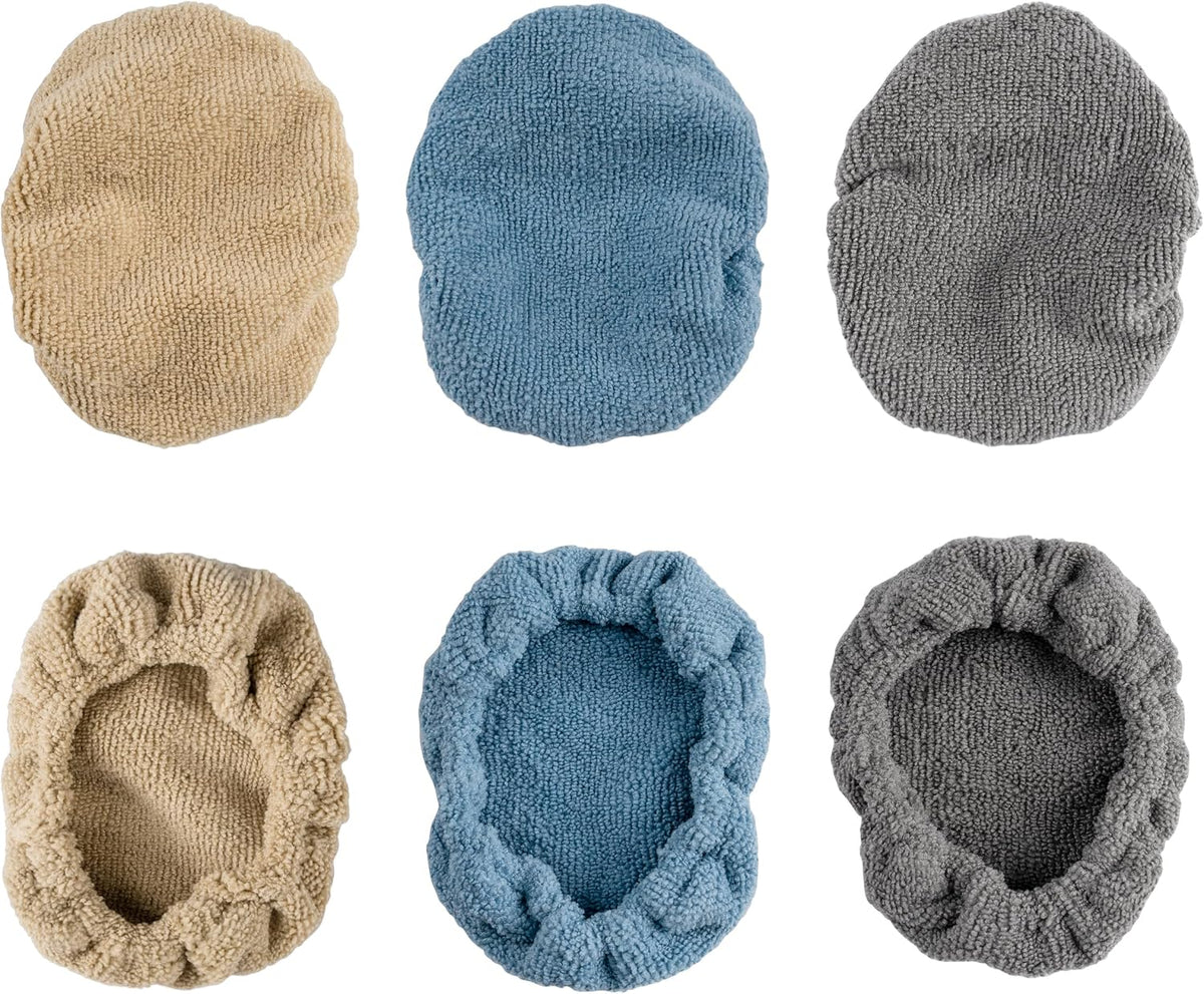 POLYTE Premium Lint Free Microfiber Cleaning Covers for Windshield Cleaning Tool, Fits 4x6 inch Plate (Blue/Gray/Teal, 6 Pack)