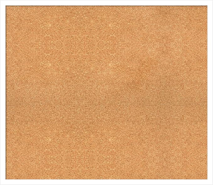 Amanti Art Natural Cork Board for Wall, 27x31 Vision Board with White Frame, Large Corkboard Office Decor for Home Organization, Modern Corkboard Pinboard to Display Items for Home Organization in