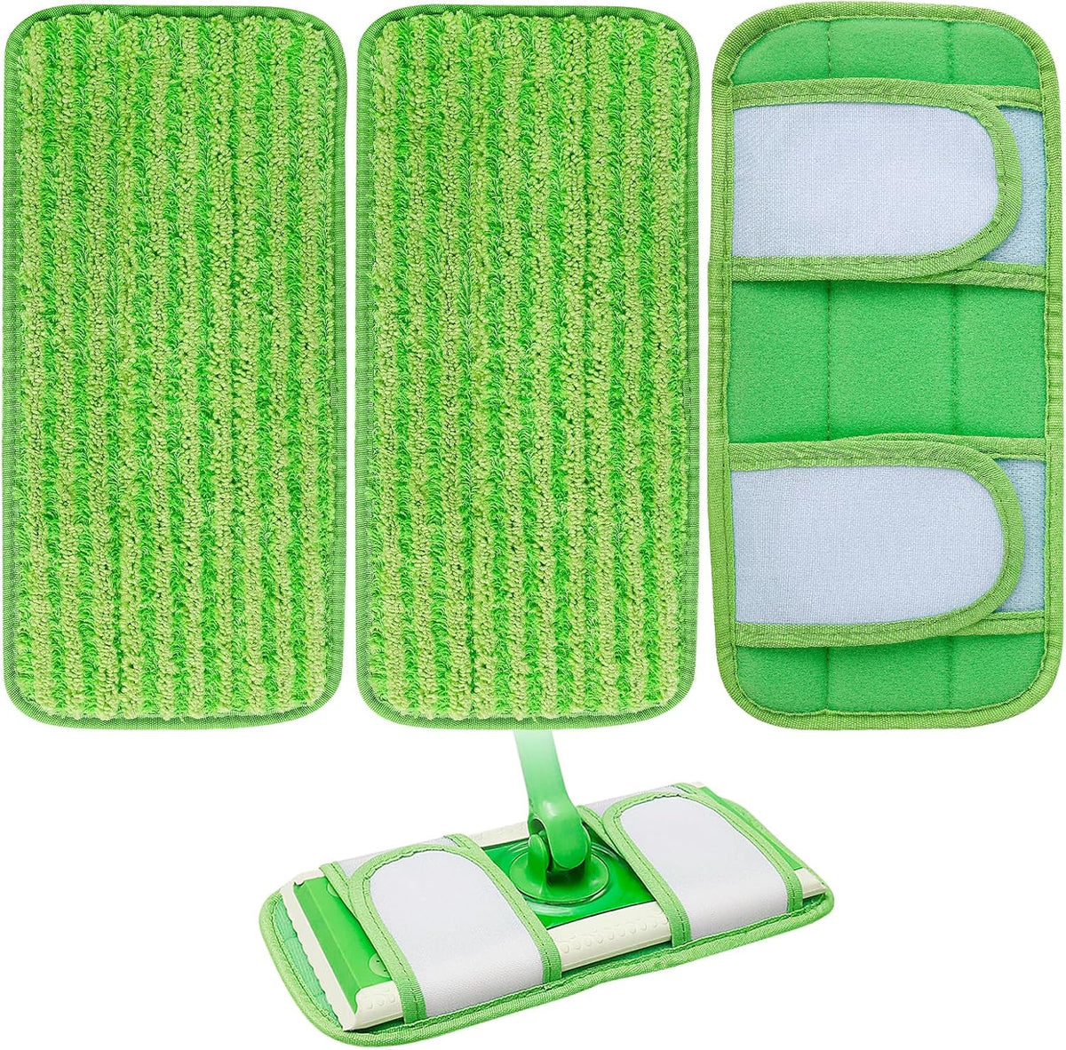 KEEPOW Reusable Mop Pads Compatible with Swiffer Sweeper Mop, Microfiber Dry Sweeping Cloths Washable Wet Mopping Cloth Refills for Hardwood Floor Cleaning, 3 Pack (Mop is Not Included)