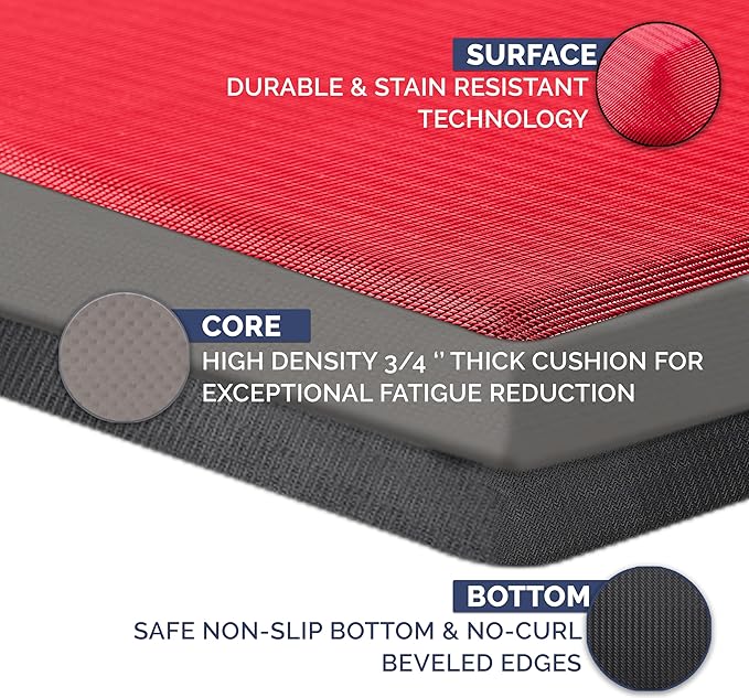 ComfiLife Anti Fatigue Floor Mat – 3/4 Inch Thick Kitchen Mats for Floor, Standing Desk Mat, Kitchen Rug – Comfort at Home, Office – Durable – Stain Resistant – Non-Slip (24" x 70", Scarlet Orange)