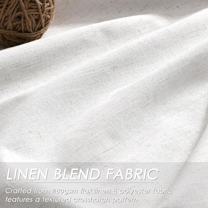Nanspring Cream Linen Blackout Curtains 84 Inches for Bedroom Modern Farmhouse Living Room Draperies Cream Colored Thermal Insulated Full Shading Room Darkening Curtains for Sliding Door 38x84