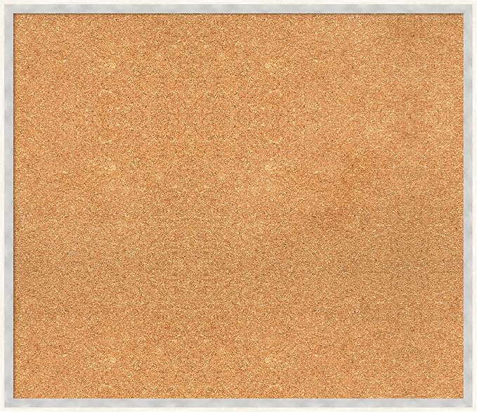 Amanti Art Natural Cork Board for Wall, 25x29 Vision Board with White Frame, Large Corkboard Office Decor for Home Organization, Modern Corkboard Pinboard to Display Items for Home Organization in
